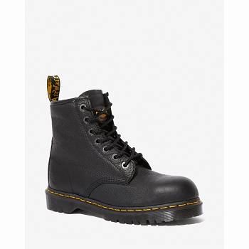 Dr Martens Icon 7b10 Kožené Steel Toe - Cierne Pracovne Cizmy Panske, DR0126